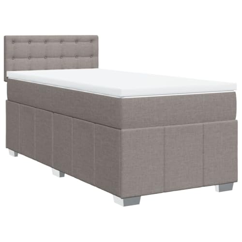Genérico Cama Box Spring con colchón Tela Gris Taupe 90x190 cm,Mobiliario,Camas y Accesorios,Camas y somieres-3286941