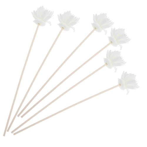 TOYANDONA 6 Piezas Difusor de Aroma con Varillas Decorativas Palitos de Aromaterapia de Madera Simulando Flores de Crisantemo Recambiables para Oficina y Hogar