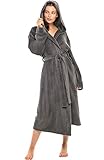 Alexander Del Rossa Women’s Robe, Warm Fleece Hooded Bathrobe with Two Large Front...