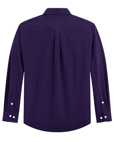 Image of J.VER Men's Oxford Shirt Solid Casual Button Down Collar Shirts Long Sleeve Dress Shirts with Pocket