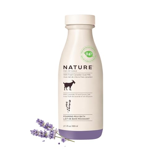 Nature by Canus Foaming Milk Bath Fresh Canadian Goat Milk Lavender Oil Vitamins A B3 Potassium Zinc Selenium 27.1 Fl Oz