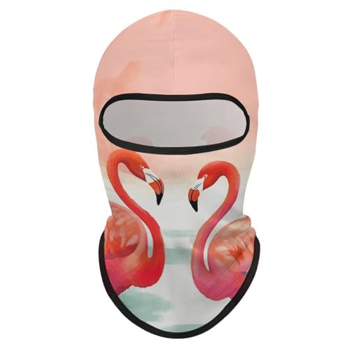 Balaclava para hombres, máscara para esquí y ciclismo, cubreboca con diseño de dos flamencos rojos, protección facial para invierno