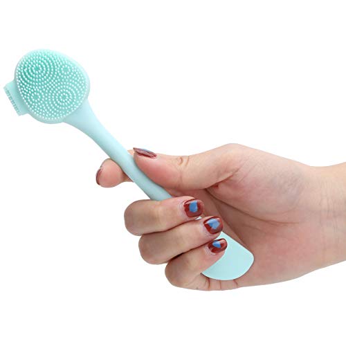Alvinlite Manual Facial Cleaning Brush, Silicone Facial Scrubber 2-in-1 Face Brush Mask Mixing Stick for Skin Care(Green)