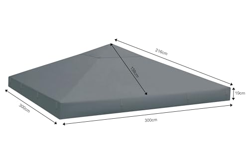 Quick Star - Tetto Di Ricambio Per Gazebo, 3 X 3 M, Colore: Grigio - 2
