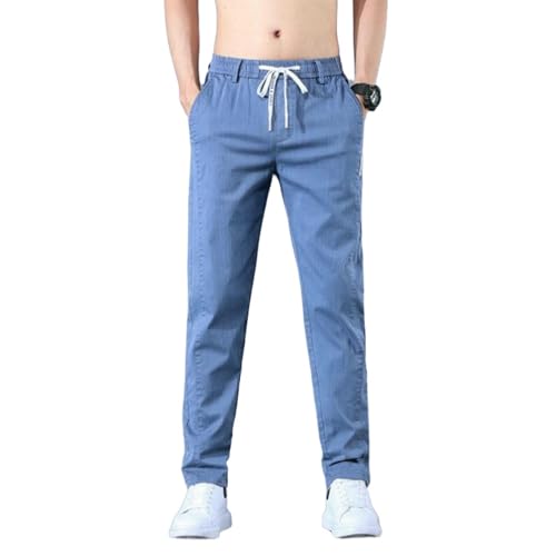 Pantalon décontracté pour homme à taille élastique ajustable et tissu fin