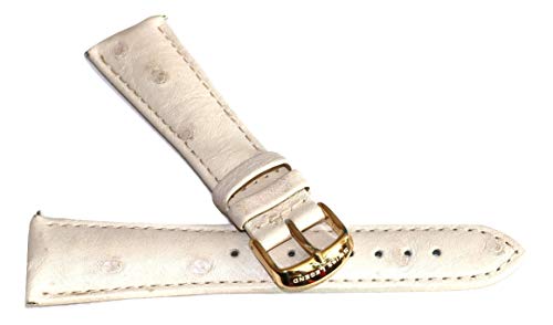 Swiss Legend 23Mm Cream Ostrich Leather Watch Strap With Gold Stainless Buckle Fits 42Mm Crusader Watch #TOP2