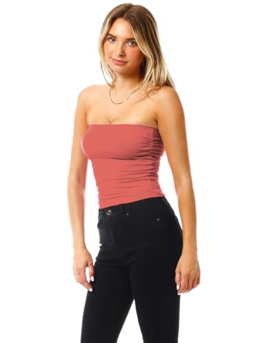 Image of MixMatchy Women's 3 Pack Tube Top Built-in Bra Strapless Ruched Bandeau
