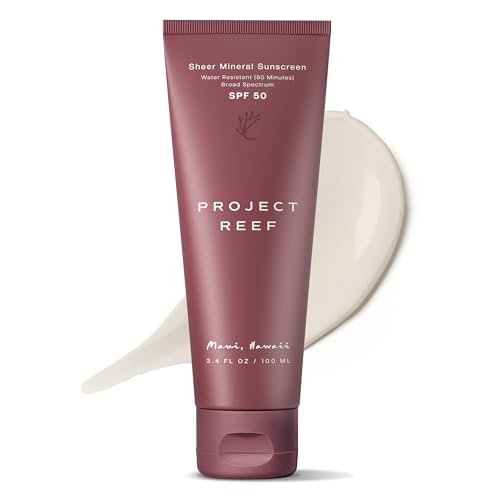 Project Reef SPF 50 Mineral Sunscreen Lotion – Hawaii Reef Act 104 Compliant Zinc Sunscreen with Natural Ingredients, Vegan, Ocean-Friendly, Water-Resistant, 3.4 fl oz