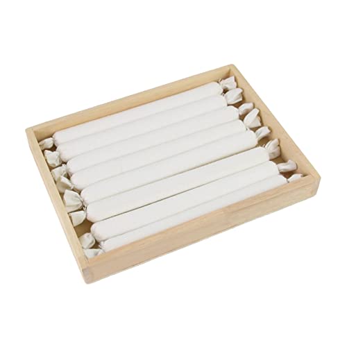 Perfeclan Vassoio portaoggetti per Anelli in Legno, Accessori per Gioielli, Organizer per riporre Inserti per cassetti, espositore per vetrine per Gioielli da, Bianco