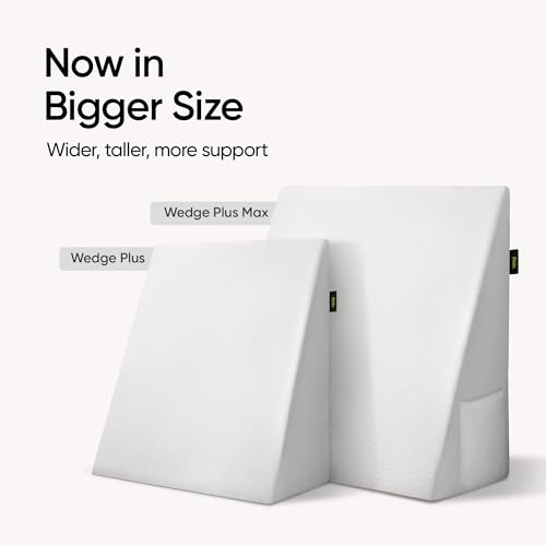 Image of Frido Ultimate Wedge Plus Max Cushion | Extra-Large Back Support Pillow for Bed with Side Pockets | Wedge Pillow for Neck & Back Pain Relief, Acid Reflux | Triangle Cushion with Carry Handle- White