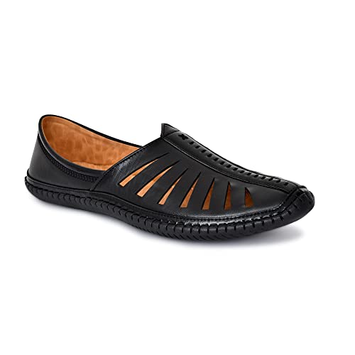 Image of 5082 Men's Loafer Stylish Ethnic Peshawari Nagra Mojadi Sherwani Sandals Wedding Kolhapuri Brown Tan Black Shoes for Men