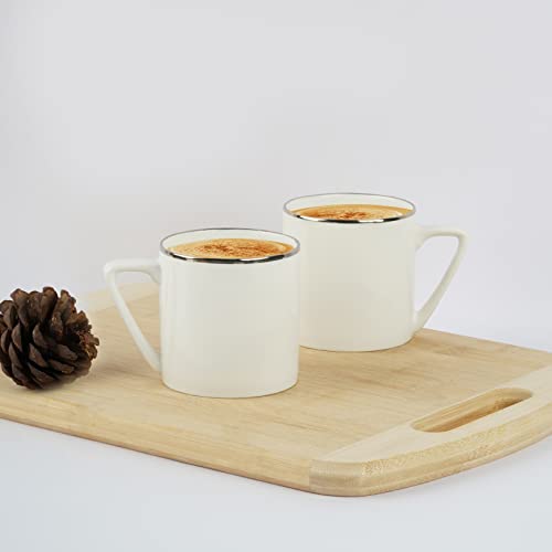 Image of Dandy Lines Puja Medium Coffee Mugs in Platinum, Ceramic, Pack of 6, Microwave & Dishwasher Safe, Great for Home Use & Gifting
