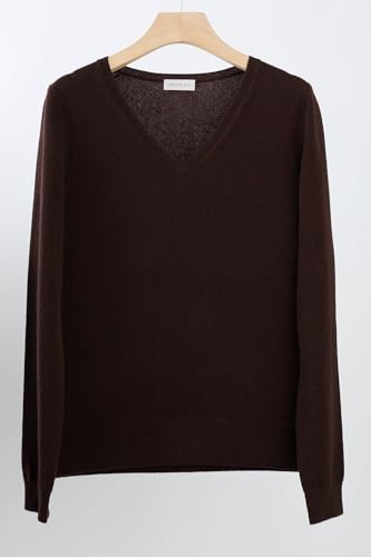 Image of JENNIE LIU Women's 100% Pure Cashmere Long Sleeve Pullover V Neck Sweater