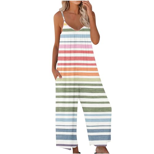 Recopilación y reviews de Mono corto blanco - solo los mejores. 30 SHOPESSA - Mamelucos para mujer 2024 con estampado floral sin mangas de pierna ancha con bolsillos para mujer, trajes de día festivo 2024, overol Blanco Mujer, Large