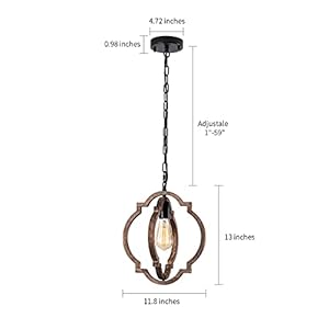 1 light farmhouse wood chandelierrustic retro pendant lightadjustable height handmade rustic light fixture for foyer diningliving room kitchen island entryway breakfast areacolour black  urban country home decor