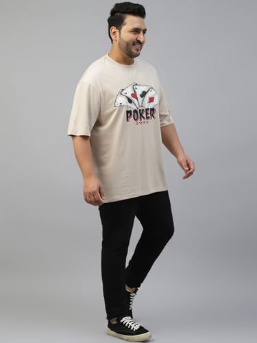 Image of Veirdo 100% Pure Cotton Oversized Fit Drop Shoulder Aesthetic Front Chest Typo Graphic Printed T-Shirt for Men (Sizes : 2XL to 5XL)