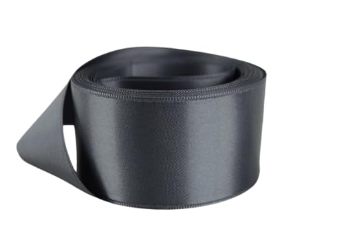 Image of Ribbon Bazaar Double Faced Satin - Premium Gloss Finish - 100% Polyester Ribbon for Gift Wrapping, Crafts, Scrapbooking, Hair Bow, Decorating & More - 3 inch Smoke 25yd