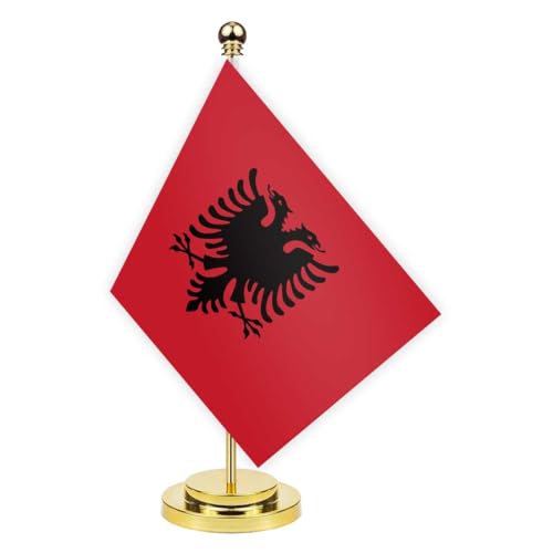 Albanien Schreibtisch Flagge, 30cm großes kleines AlbanAlban Banner im Freien, winziges Drucken Dekor für Büro Home Tisch desk Albania
