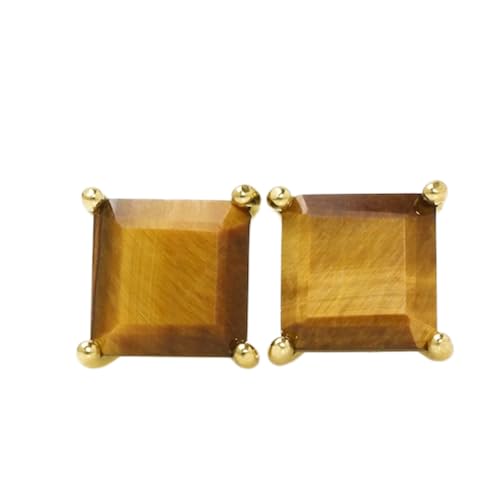 Œil de tigre puces d'oreilles carrées style minimaliste femme pour affirmer votre style au bureau