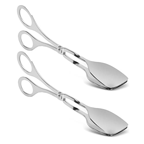 2 Pcs Tongs For Serving Food, Serving Tongs Stainless Steel Buffet Tongs Mini Tongs Bread Clip Food Tongs Scissors Shape Salad Steak Clip For Baking Barbecue Fried #TOP25