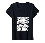 Photo Gallery donna id rather be downhill skiing divertente sport invernali amante dello sci maglietta con collo a v Photo Gallery donna id rather be downhill skiing divertente sport invernali amante dello sci maglietta con collo a v
