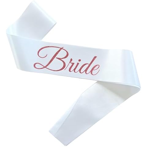 Magnusson's Garden Bride Sash, White and Rose Gold Glitter Bachelorette Party Sash for Future Mrs, Bridal Shower Sash for Bride-to-Be, Wedding Party Decorations Cover