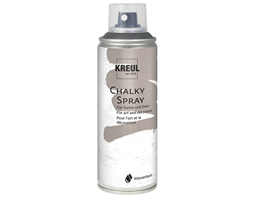 KREUL 76356 - Chalky Spray volcanic gray, 200 ml, matte Sprühfarbe mit Kreideoptik auf Wasserbasis, hochpigmentiert und wasserfest, für Innen und Außen