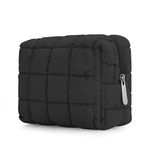 Opiniones de Cosmetiquera los preferidos por los clientes. 47 E-Tree Bonita Bolsa de Maquillaje, Bolsa de Cosméticos Acolchada, Neceser Portátil, Bolsa de Aseo Con Cierre, Bolsa A Cuadros, Funda de Viaje, Bolsas de Almacenamiento(Negro)