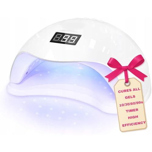 LALILL Lámpara UV LED para Uñas 48W - Blanca, Secador de Uñas Profesional - Para Gel, Semipermanente, Acrílico - Temporizador 10/30/60/99s, Sensor Infrarrojo, Pantalla LCD - Manicura y Nail Art