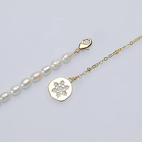 collana di perle bianche d'acqua dolce naturali a forma di goccia da 3-4 mm con pendente a fiore da donna