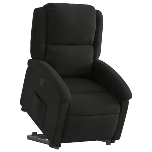 vidaXL Sillón Reclinable Elevable, Silla con Respaldo Reposabrazos, Sillón de Relax Descanso, Asiento Ajustable para Ancianos, Tela Negro