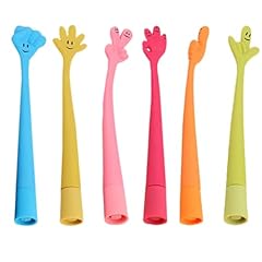 Set di 6 Pezzi Divertente Penna Pieghevole a Forma di Mano, Penna a Sfera Cartoon a Forma di Dito per Scrittura, Forniture Scolastiche per Studenti