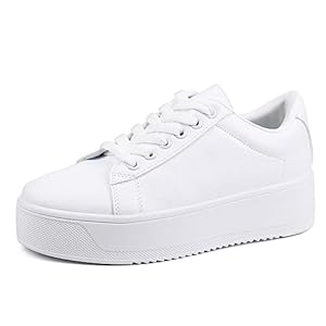 JABASIC Women Fashion Sneakers Low-top Lace-Up Stylish Walking Shoes Comfort Platform Sneakers
