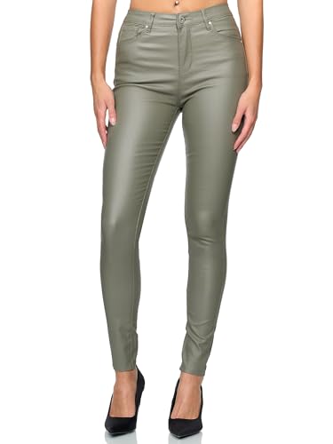 Elara Pantalon Femme Simili Cuir Push Up Chunkyrayan DJ290-8 Grün-38 (M)