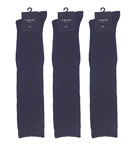 リブ編み厚手クルーソックス【ネイビー】