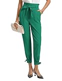 Picture of GRACE KARIN Womens Casual High Waist Pencil Pants with Pockets Bow-Knot Cropped Paper Bag Pants for Work Green S