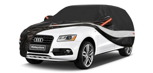 Image of 10 Layers SUV Car Cover Waterproof Breathable,100% Waterproof Outdoor 4X4 Car Covers Rain Snow UV Protection. Custom Fit for Audi Q5, BMW X3, Toyota Rav4, Range Rover Velar,etc Black