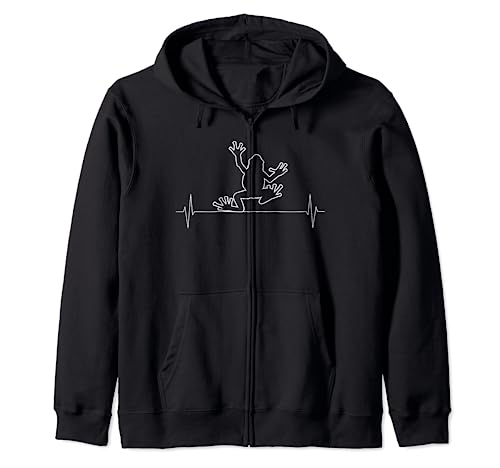 Frog Amphibian Reptile vintage Heartbeat Zip Hoodie, Black, S