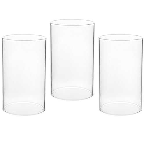 Cabilock Candle Holder Tube Shade: 3pcs Hurricane Candle Holder Sleeve Open Ended Clear Glass Cylinder Candleholder Bottomless Candle Cover Windproof Home Decor B