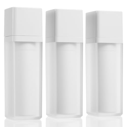ibasenice Botellas de Loción al Vacío 30 Ml 3 Piezas, Envases Cuadrados de Plástico Mate Reutilizables para Cosméticos, Diseño Antidesbordamiento, Ideales para Viaje y Cuidado Facial