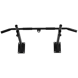 HOMCOM Optrekstang, pull up bar wandmontage, horizontale stang met ogen voor bokszak, staal, zwart, 64 x 98 x 18 cm