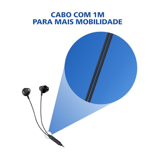 PHILIPS, Fone de Ouvido com Microfone, TAUE101BK/00, Com fio de 1,2 metros, intra-auricular, Preto glide