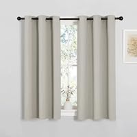 PONY DANCE Natural Eyelet Thermal Curtains - 37x48 Inch, Energy Saving, Room Darkening, 2 Panels for Bedroom, Kitchen