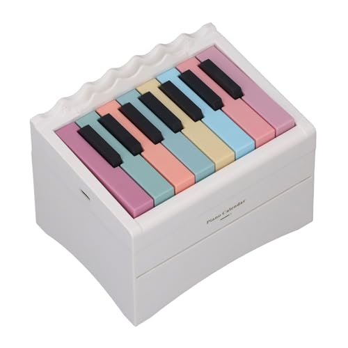 Calendrier de piano blanc avec manivelle et 52 morceaux de musique rechargeable USB
