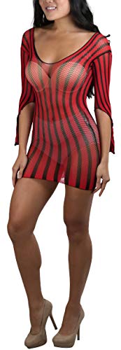 Image of ToBeInStyle Women's Stretch See Through Fishnet Novelty Mini Rave Party Dress