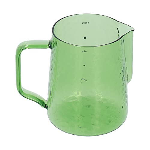 500ml Glass Creamer Pitcher, Milk Frothing Pitcher Borosilicate Glass Water Bottle Glass Coffee Tea Cups Serving Pitchers for Parties (Green)