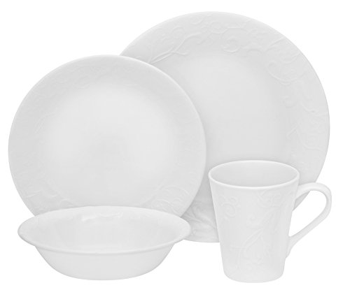 Corelle Embossed Bella Faenza 16-Pc Dinnerware Set, White