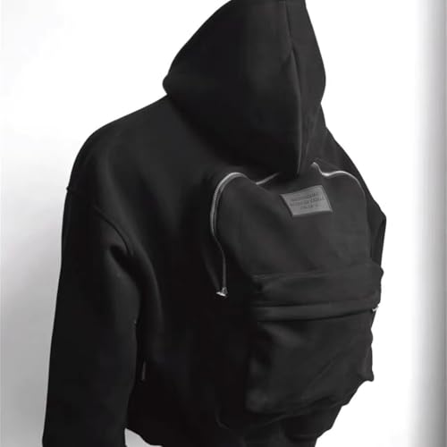 Backpack Hoodie for Men, Hoodie with Built in Book Bag, Creative Zippers Hoodies Sweater Lightweight with Pockets3