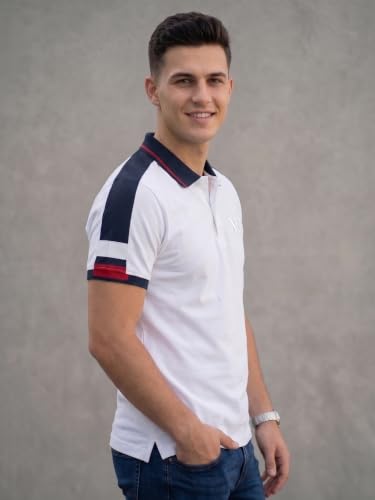 Image of XENOVAURBAN Polo t Shirt for Man | Striped Pattern Mens Cotton Polo Neck T-Shirt with Collar | Regular fit | Breathable and Soft - Polo-Striped-P