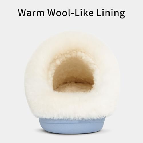 Image of Evshine Warm Knit House Slippers for Women Comfy Wool-Like Lined Chenille Slippers with Memory Foam and Indoor Outdoor Soles